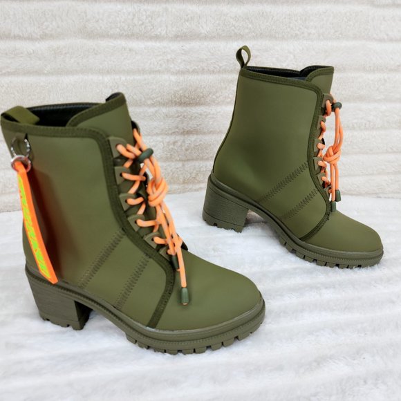 Cape Robbin Stellar Water Resistant Ankle Boots Olive Drab Green - Picture 4 of 8